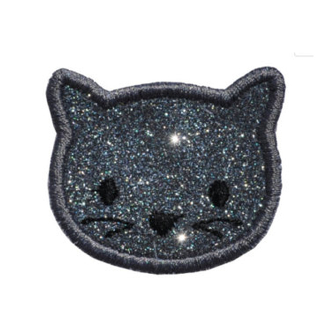 wholesale cute cat embroidery heat Sparkle Glitter transfer patches