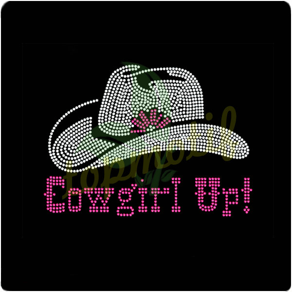 Cowgirl up rhinestone design wholesale with hat