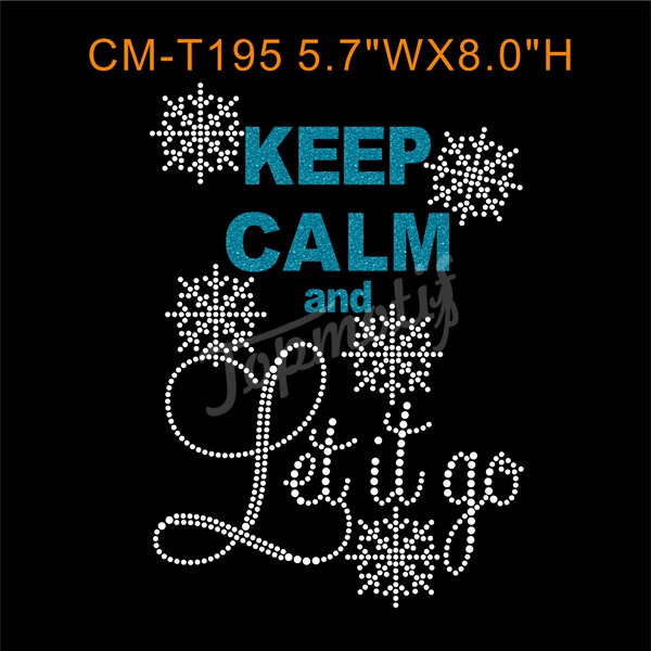 wholesale Keep Calm And Let It Go Heat Transfers  Rhinestone Appliques