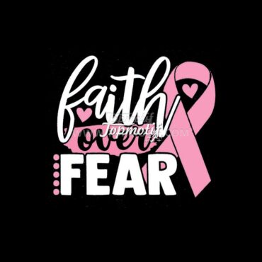 Faith Over Fear Breast Cancer Awareness Slogan Vinyl Heat Pattern Hot Fix Sticker Patch Applique Iron on T-shirt Bags Pillow