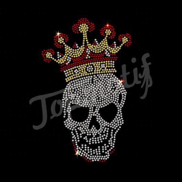 hot fix crystal rhinestones skull with crown appliques rhinestone for dresses