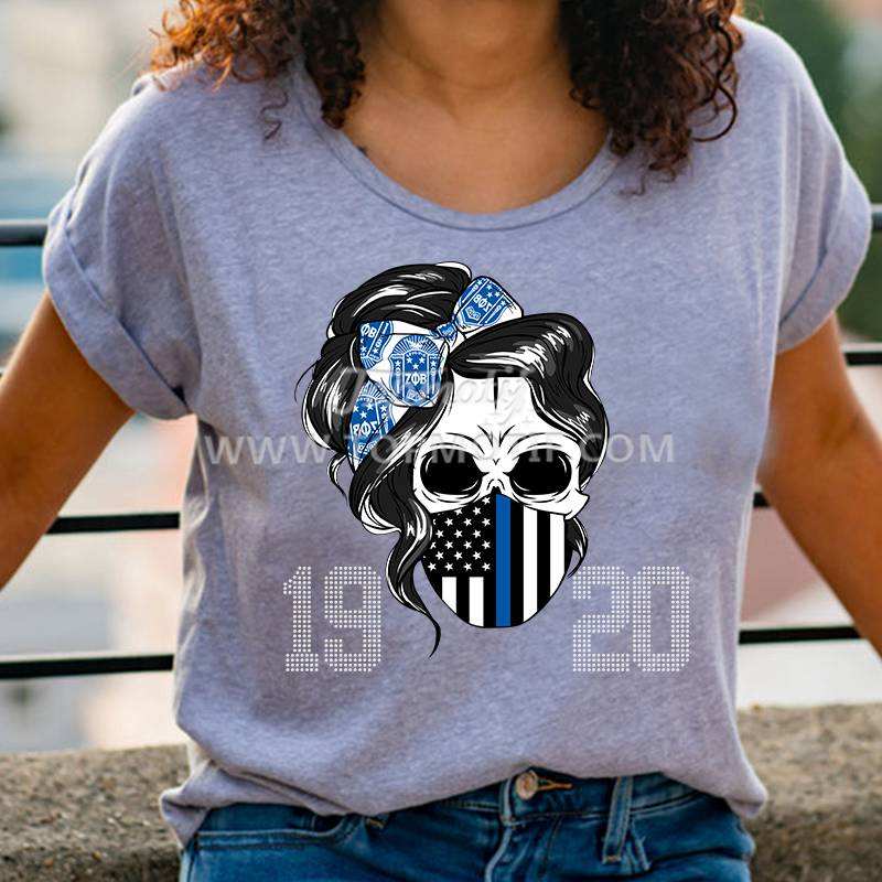 Custom 1920 skull girl rhinestone vinyl transfer for t-shirt
