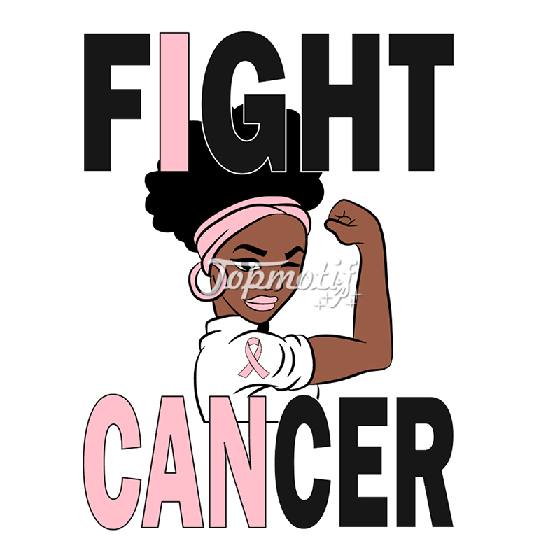 Wholesale price afro girl fight cancer design dtf heat transfer for shirt