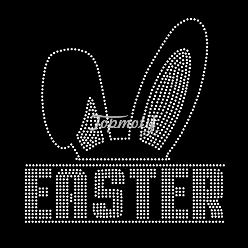 Discount price holiday design easter day hot fix rhinestone heat transfers