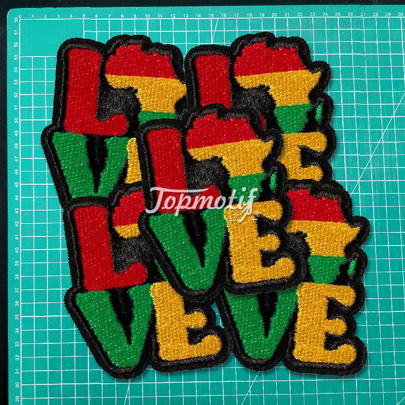 Wholesale price love juneteenth african map heat press chenille patches