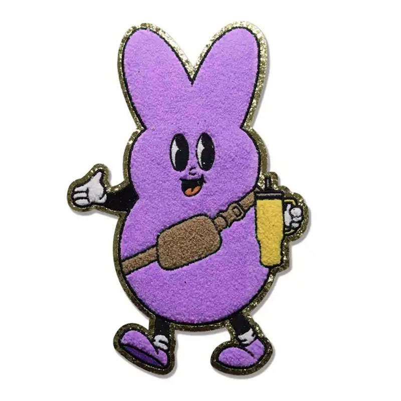Different color happy easter bunny custom design heat press chenille cloth patches
