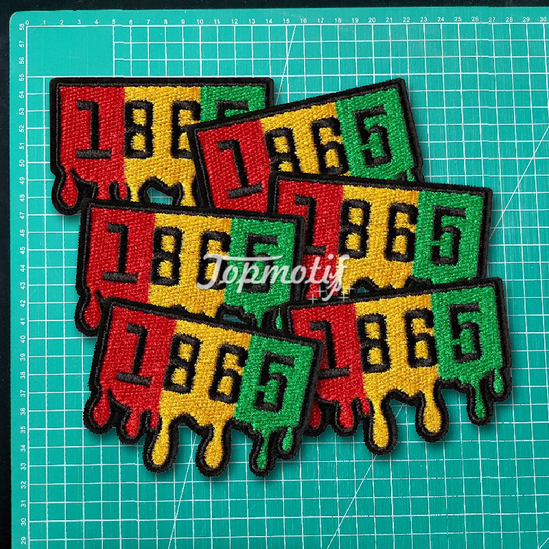 1865 juneteenth letter custom design heat press chenille patches for clothes